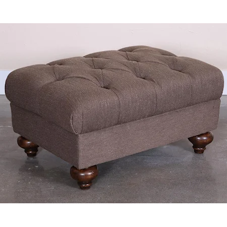 Traiditonal Rectangular Ottoman with Button Tufting